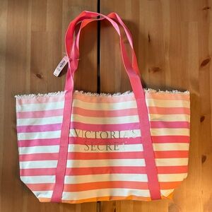 Victoria's Secret Pink and Orange Striped Tote